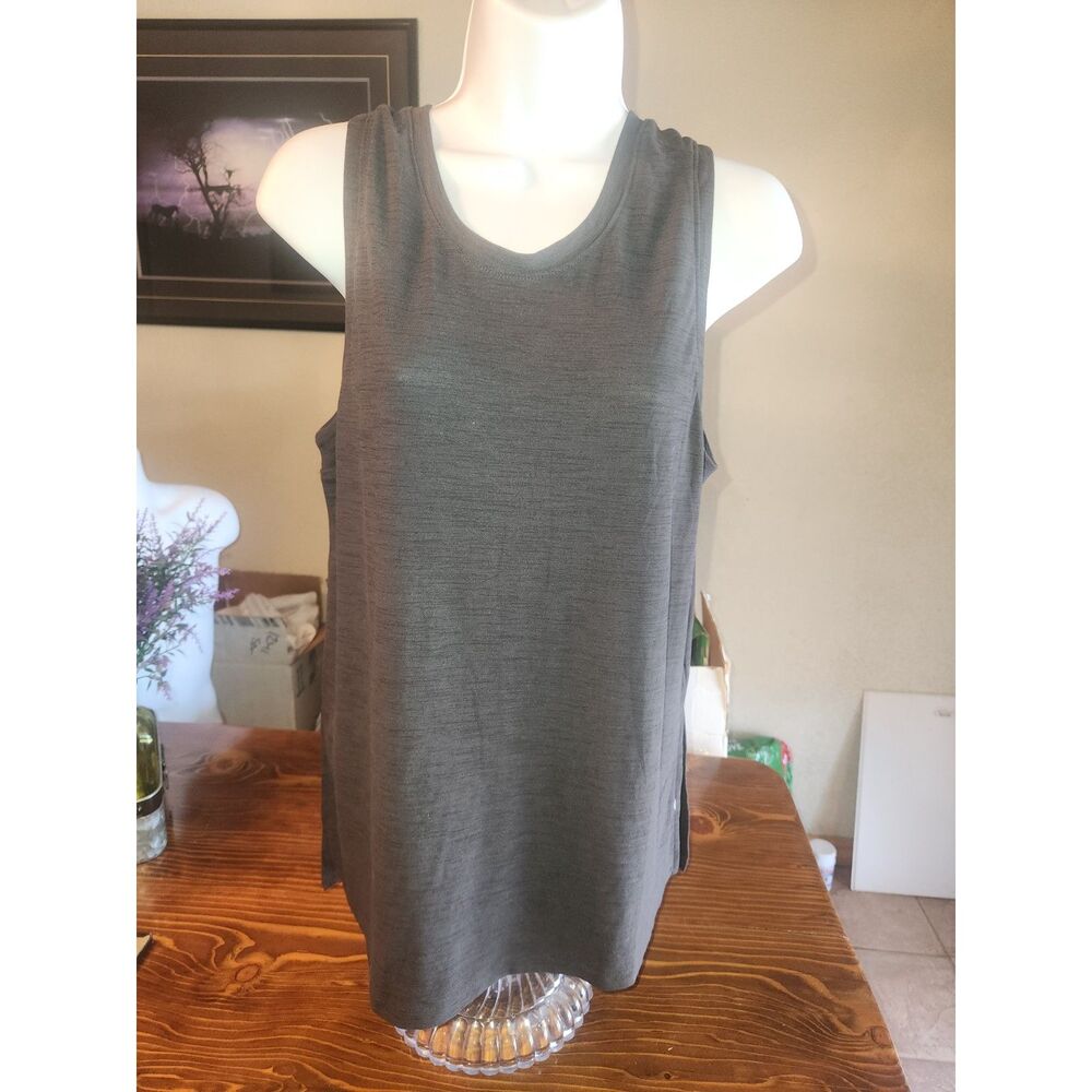 Old Navy Active Dark Gray Tank Top Womens Size M Medium Side Slit Athletic Gym